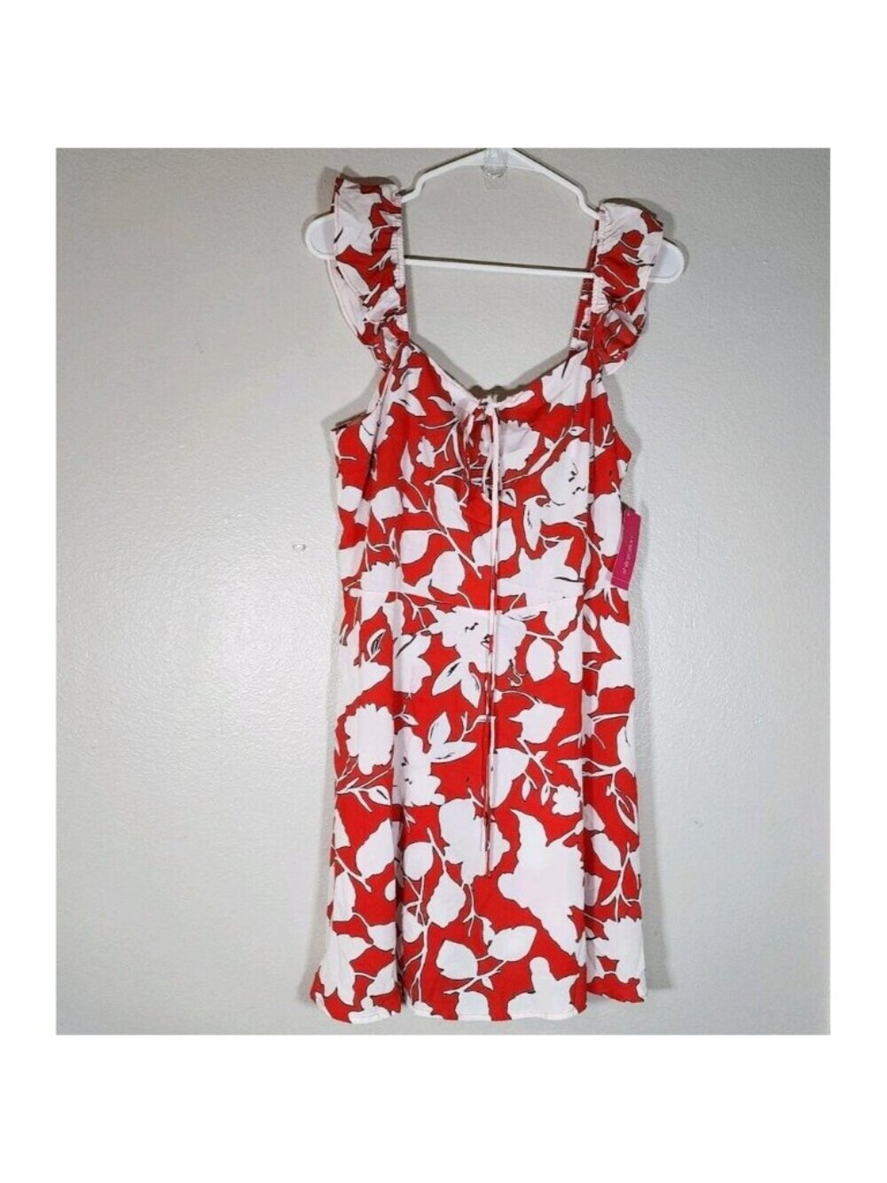 Xhilaration Red White Floral Ruffled Mini Dress Women's Size M